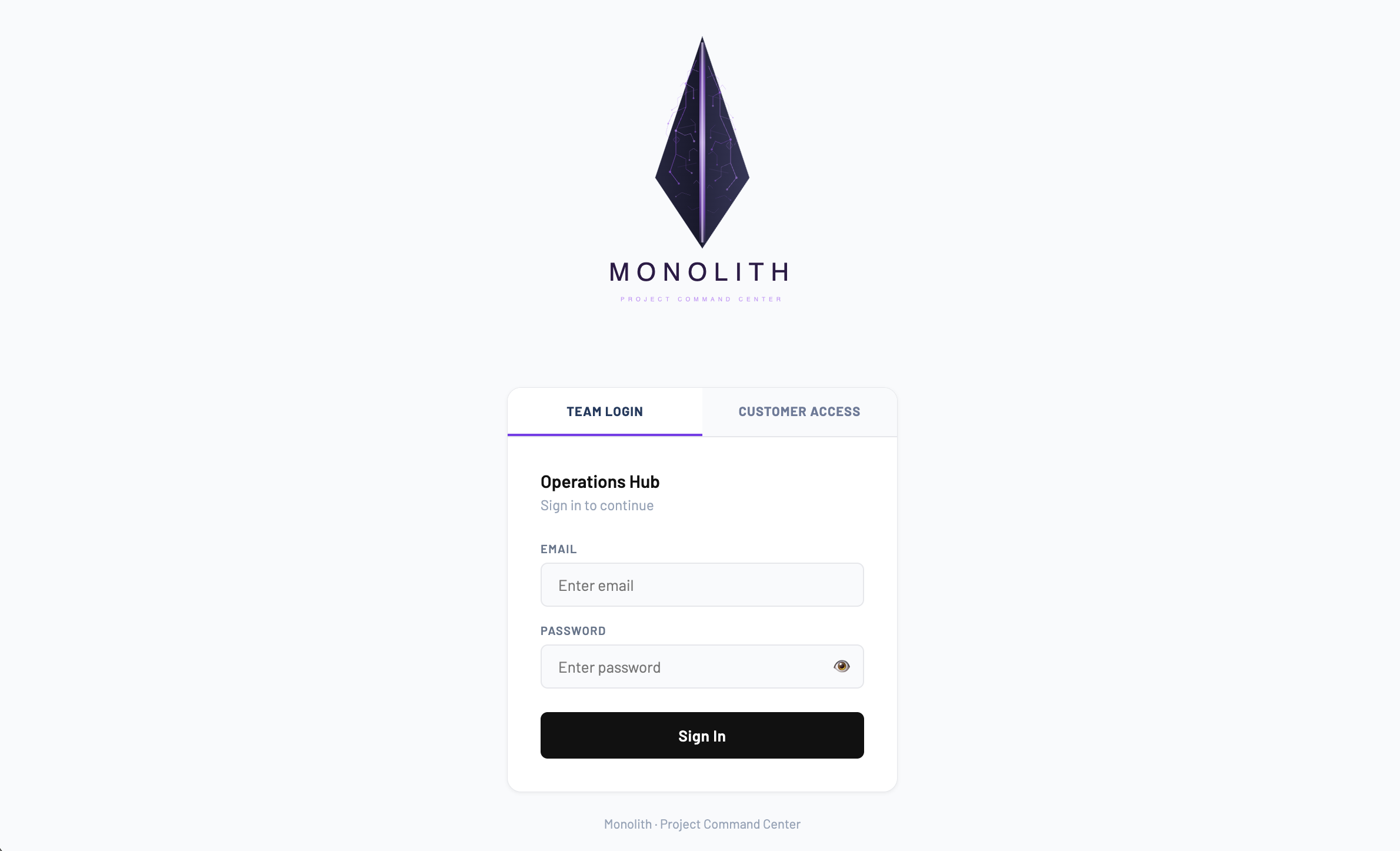 Monolith Login on Mobile